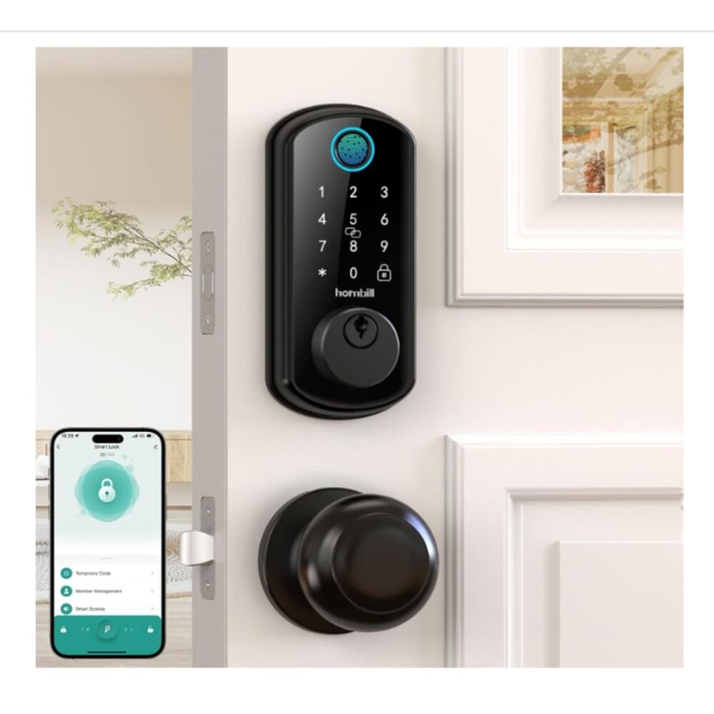 WiFi Smart Door Lock Set: Deadbolt Handle Fingerprint 2Knobs Alexa/Blut AutoLock